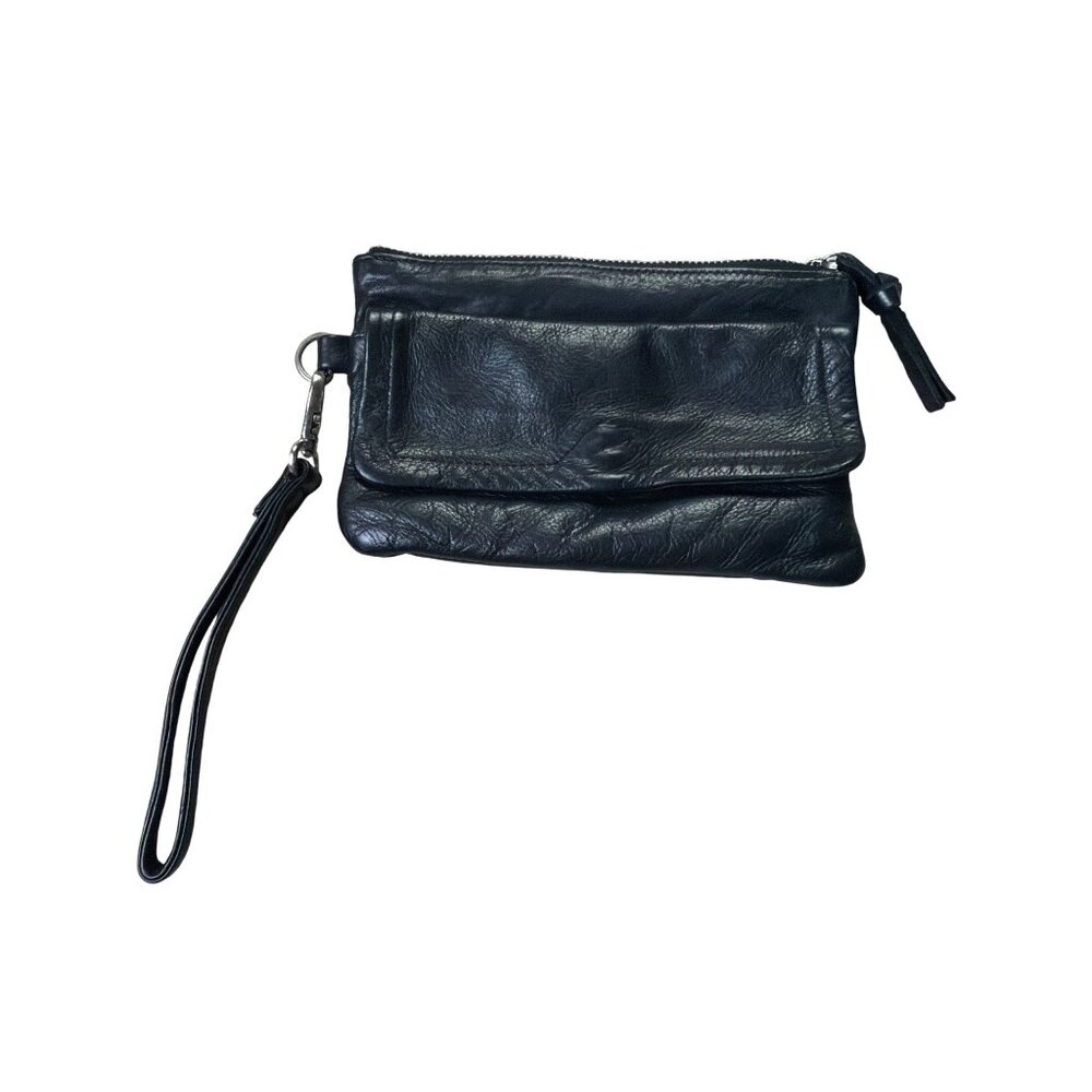 Day & Mood Black Soft Leather Wristlet Clutch Bag